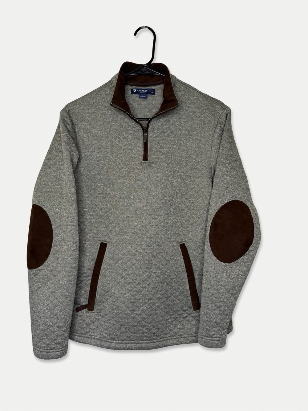 Cremieux Quarter Zip Size S Men's Brown Elbow Patches GUC